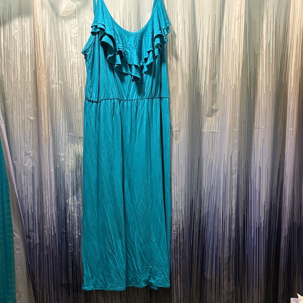 Women’s Teal Ruffle Maxi Dress